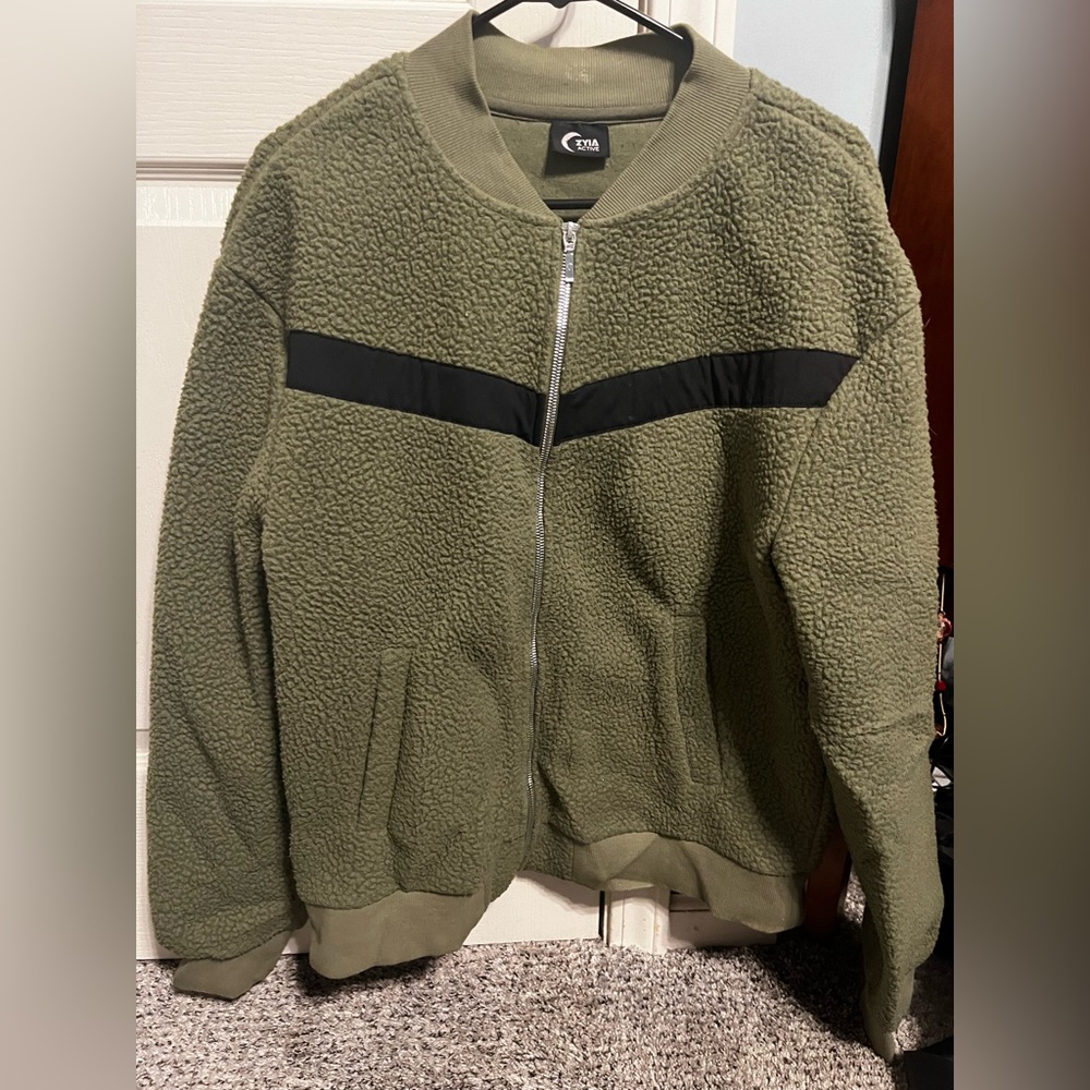 ZYIA Olive Flying V Fleece Jacket